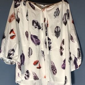 White feather patterned blouse